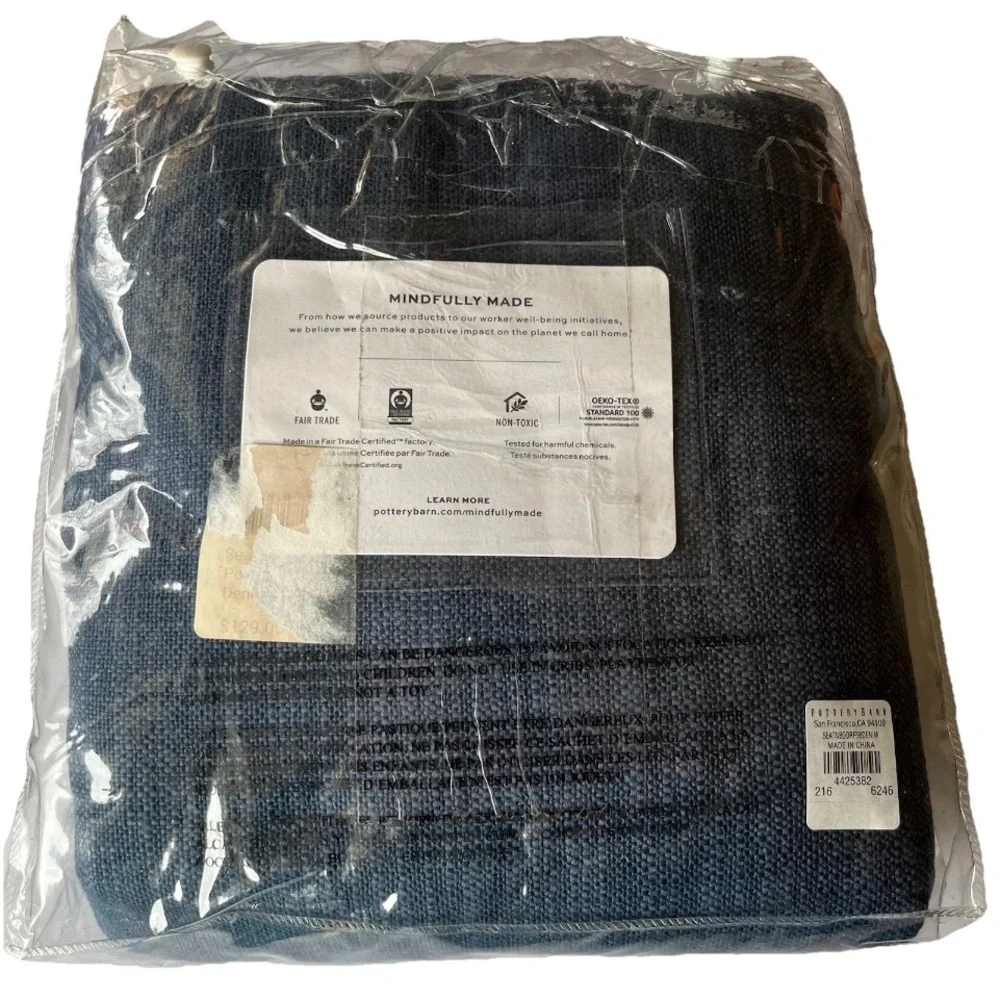 Pottery Barn Seaton Drape Single Panel 50” x 96” Color Denim Textured New Open